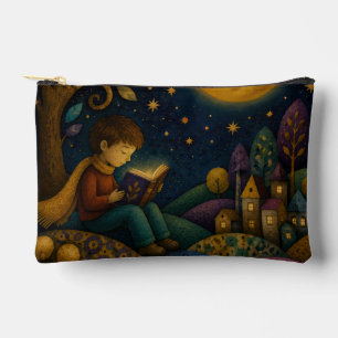 POCHETTE À ACCESSOIRES GARÇON FANTAISISTE LISANT SOUS LA LUNE