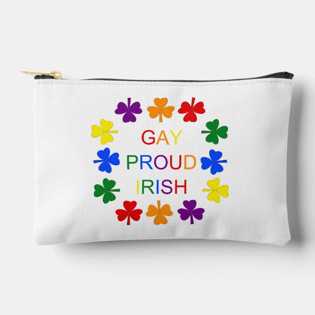 Pochette À Accessoires Gay Fier Irlandais LGBT Rainbow Shamrocks (Recto)