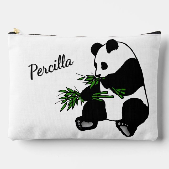 Pochette À Accessoires Giant Panda Eats Bamboo Name   (Recto)