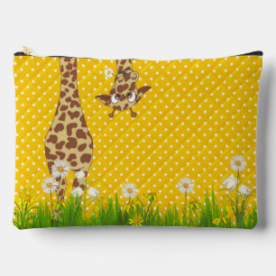 Pochette À Accessoires Girafe en Herbe sur Pois