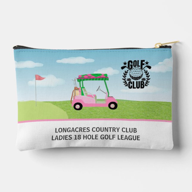Pochette À Accessoires Golf Club Ligue féminine Pink Cart Logo (Verso)