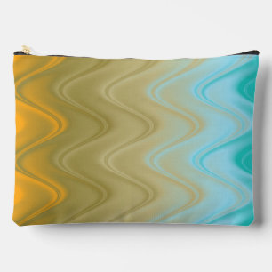 Pochette À Accessoires Grand Abstrait Bleu Vert Orange Ondulé