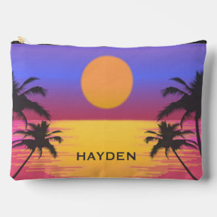 Pochette À Accessoires Graphique de coucher de soleil tropical personnali