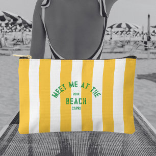 Pochette À Accessoires Green Me Retrouvez À La Plage Cabana Jaune Stripe