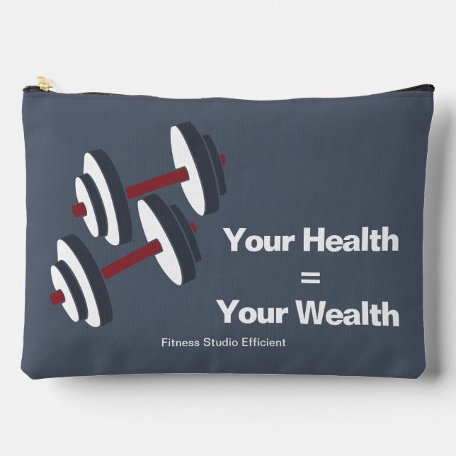 Pochette À Accessoires Gym Motto Votre Santé = Votre Richesse Gris & Roug (Recto)