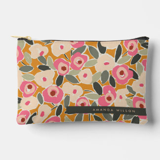 Pochette À Accessoires Hand-Drawn Bold Inky Floral Pattern- Sunlit Meadow