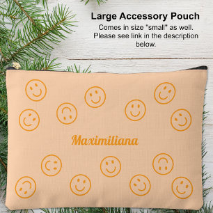 Pochette À Accessoires Happy Faces Orange on Peach- LARGE Accessoire Pouc