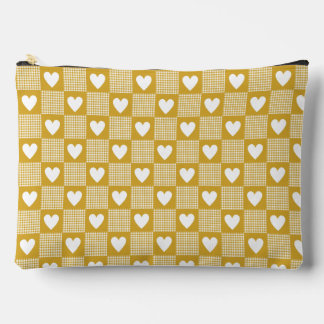 Pochette À Accessoires Harvest Gold Gingham Heart Patch Plaid