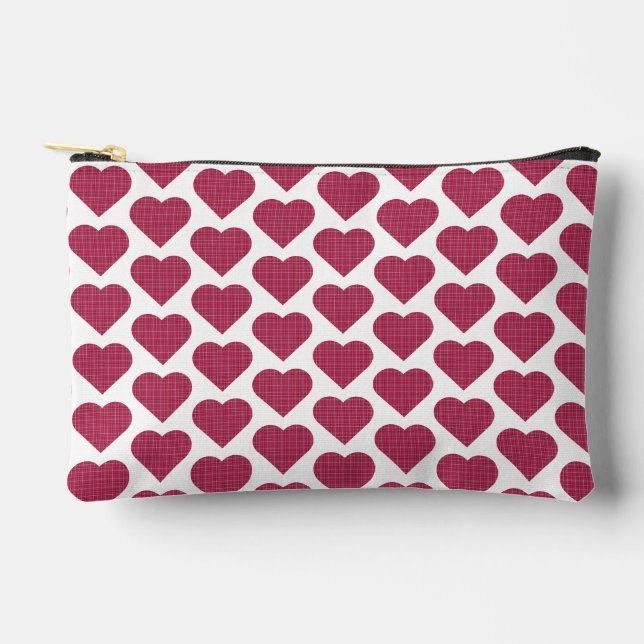Pochette À Accessoires Heart Shaped Plaid Red Pink (Recto)