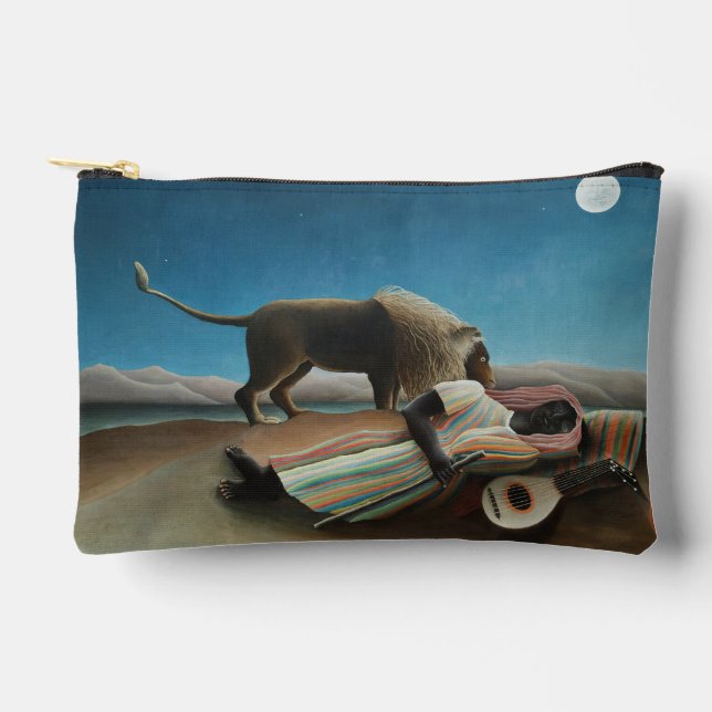 Pochette À Accessoires Henri Rousseau Dormir Gitan Lion Peinture (Recto)
