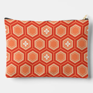 Pochette À Accessoires Hexagonal Kimono Print, Mandarin Orange
