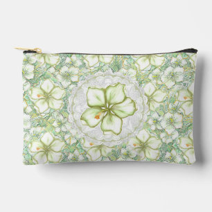 Pochette À Accessoires Hibiscus & dentelle BLANC