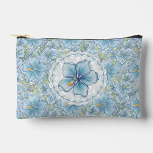 Pochette À Accessoires Hibiscus & dentelle TURQUOISE
