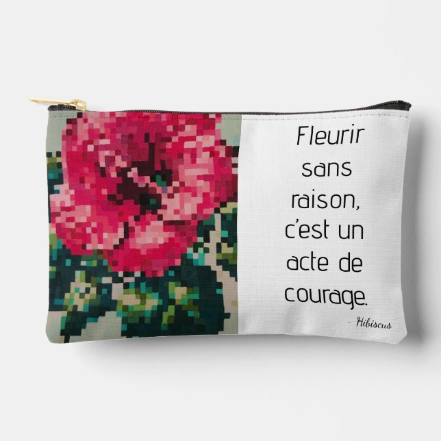 Pochette À Accessoires Hibiscus Pixel Art Floral Pastel (Recto)