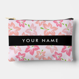 Pochette À Accessoires Hibiscus rose, Fleurs roses, Votre nom