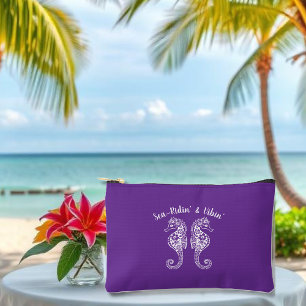 Pochette À Accessoires Hippocampe-Pêcheur Coeur Hawaïen-Plage-Violet