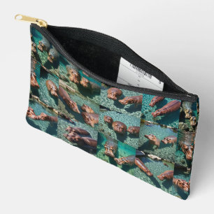 Pochette À Accessoires Hippopotames en jeu : un paradis d'étang,