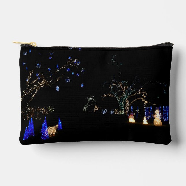 Pochette À Accessoires Hiver Wonderland Lumières Bleu et blanc Vacances (Recto)