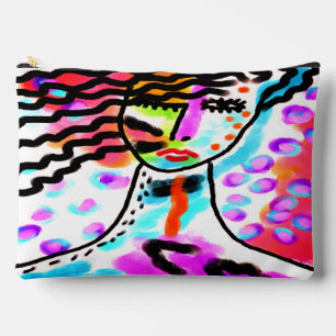 Pochette À Accessoires Hot Mess Portrait numérique Abstrait d'une femme