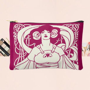 Pochette À Accessoires Illustration Art Nouveau de la Jeune Fille de la M