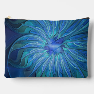 Pochette À Accessoires Imaginaire Fleur Bleue Motif, Art Fractal Abstrait