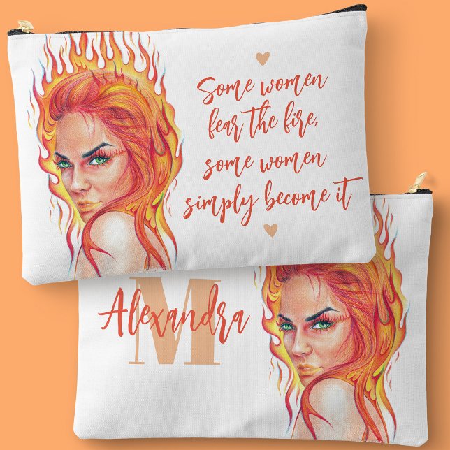 Pochette À Accessoires Imaginaire sans peur Flames Citation d'incendie Mo (Créateur téléchargé)