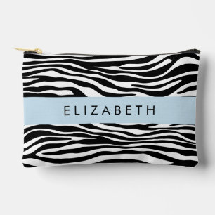 Pochette À Accessoires Impression Zèbre, Grilles, Noir Et Blanc, Votre No