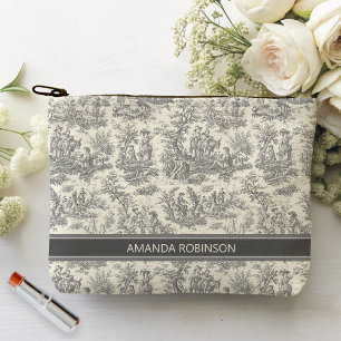 Pochette À Accessoires Imprimé toile de jouy noir et blanc vintage