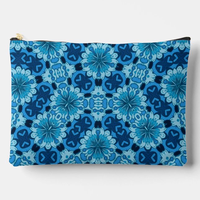 Pochette À Accessoires Indigo Motif Floral chinois carrelage (Recto)