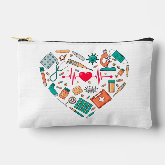 Pochette À Accessoires Infirmière Soignant le Cœur Outil (Recto)
