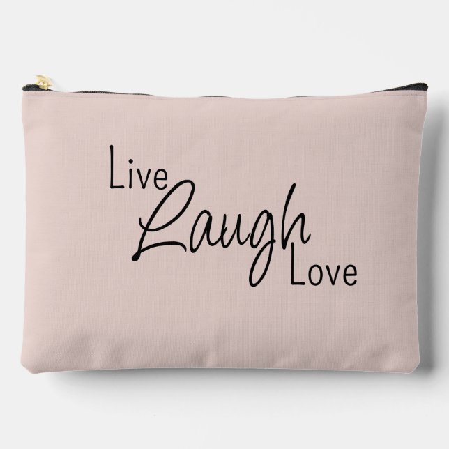 Pochette À Accessoires Inspiration LIVE LAUGH LOVE Citation rose Cosmétiq (Recto)