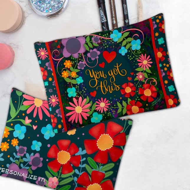 Pochette À Accessoires Inspirationnel Vous Avez Ce Devis Floral Personnal (Créateur téléchargé)