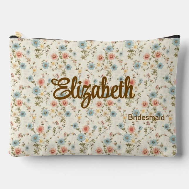 Pochette À Accessoires Ivory Blue Blush Romantic Floral Wedding Party (Recto)