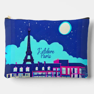 Pochette À Accessoires J'adore Paris - Imaginaire Paris sous une Pleine l