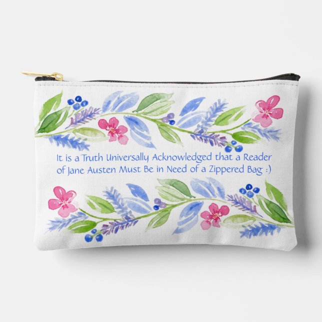Pochette À Accessoires Jane Austen Motto Floral (Recto)