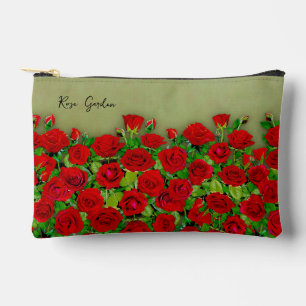 Pochette À Accessoires Jardin de roses rouges vibrant motif floral