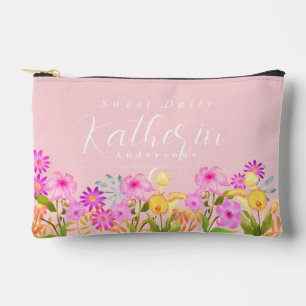 Pochette À Accessoires Jardin Floral Rose Personnalisé