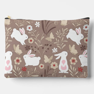 Pochette À Accessoires Joli lapin d'art populaire et fleurs