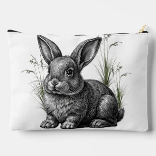 Pochette À Accessoires Joli lapin gris parmi les herbes