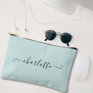 Pochette À Accessoires Joli Minimaliste Féminin Nom Personnalisé | Bleu C