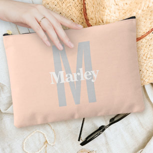 Pochette À Accessoires Joli Monogramme Moderne Élégant Bold Blush Rose Ch