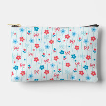 Joli motif de nœud floral bleu et rouge patriotiqu