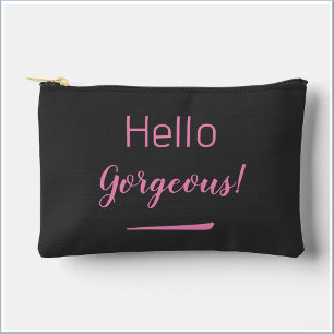 Pochette À Accessoires Joli rose et noir Bonjour magnifique Citation Slog