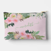 Jolie aquarelle Fleurs roses Nom personnalisé