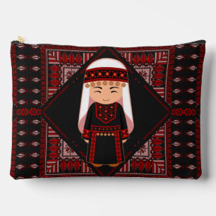Pochette À Accessoires jolie fille palestinienne Broderie rouge tatreez