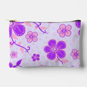 Pochette À Accessoires Jolie impression florale violette et rose sur lava