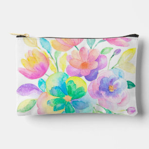Pochette À Accessoires Jolie Pastel Arc-en-ciel couleur aquarelle florale