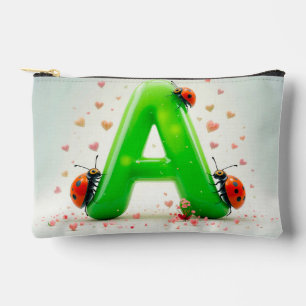 Pochette À Accessoires Jolies coccinelles sur la lettre verte de l'alphab
