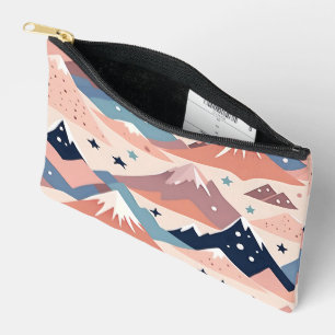 Pochette À Accessoires Jolies montagnes enneigées et motif rose étoilé
