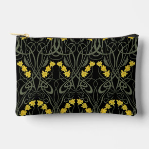Pochette À Accessoires Jonquilles jaunes et tiges noir Art nouveau